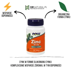 NOW - Zinc 50mg - 100 tabletek